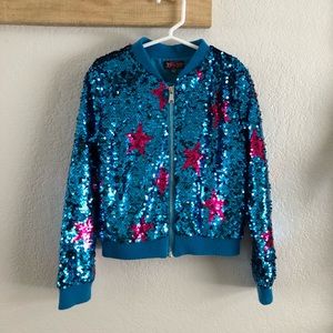 Jojo’s Closet Blue and Pink Star Sequin Jacket
